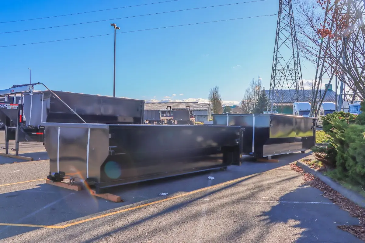 Roll-off dumpster ready for waste disposal at job site for Cleanout Dumpster Rental in Mendota